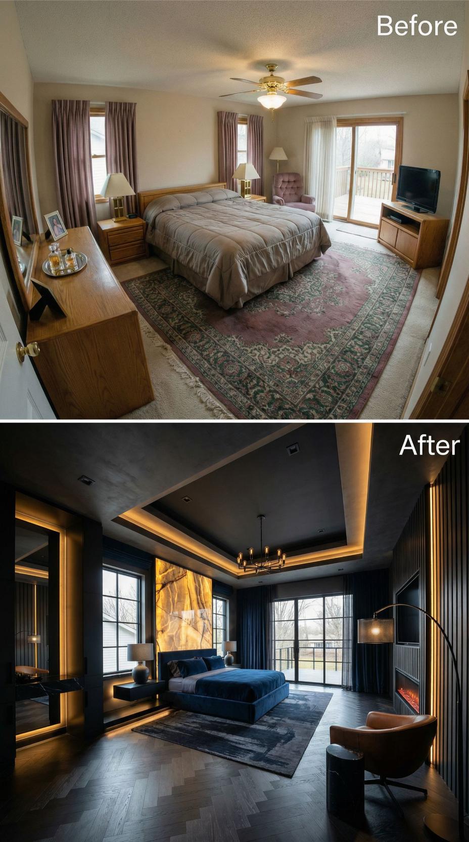 Moody Midnight Palette with Gold Architectural Ribbons