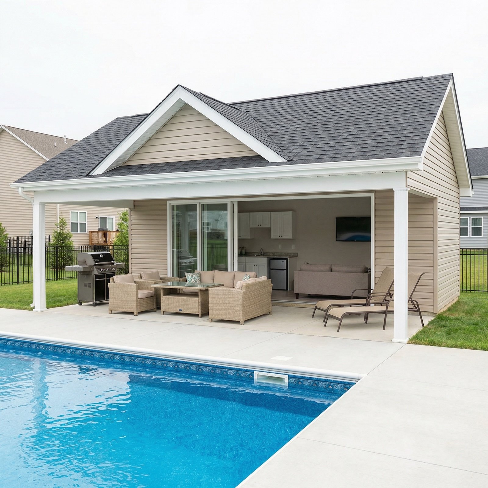 35 Before and After Pool House Designs for Homeowners Who LOVE to Entertain (Boring to Luxe)