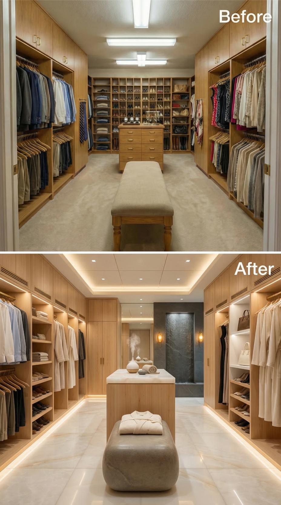 Cove Lighting and Spa Focal Wall Transform Cluttered Oak Labyrinth