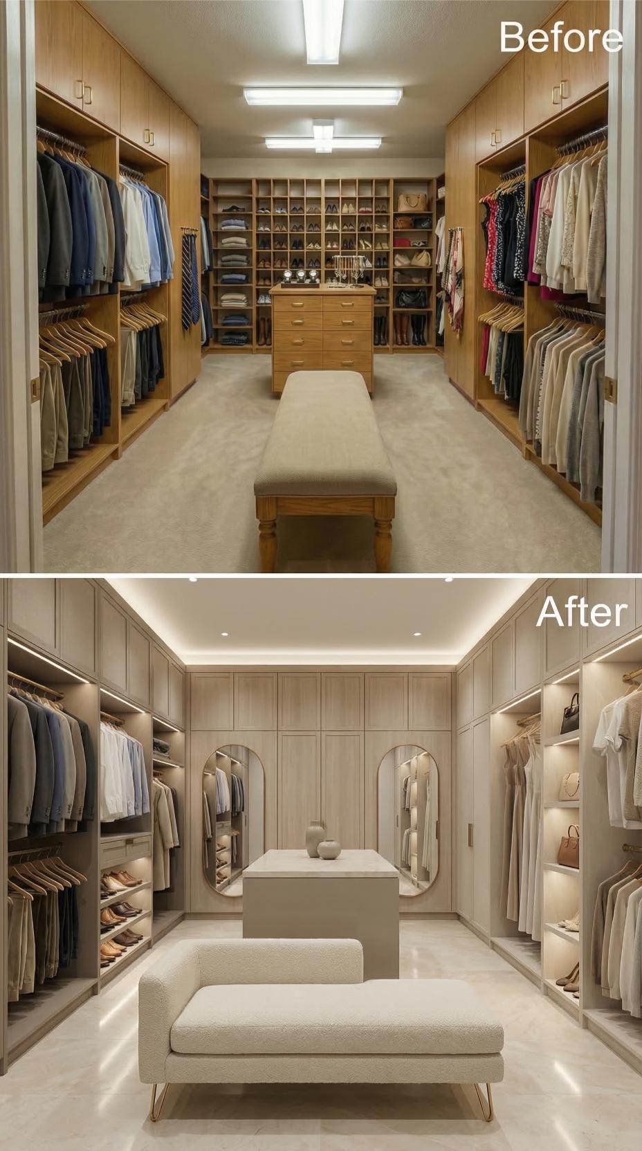 Warm Oak Vanishes for Neutral Paneled Walls and Arched Mirrors