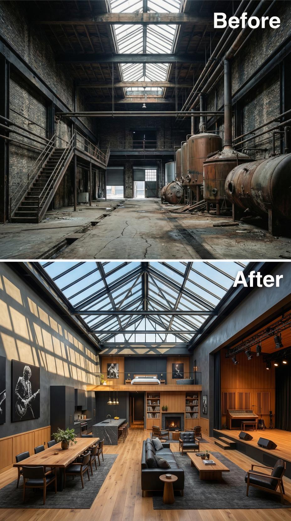 Skylights Kept Intact, the Floor Plan Below Rebuilt Around a Recording Studio