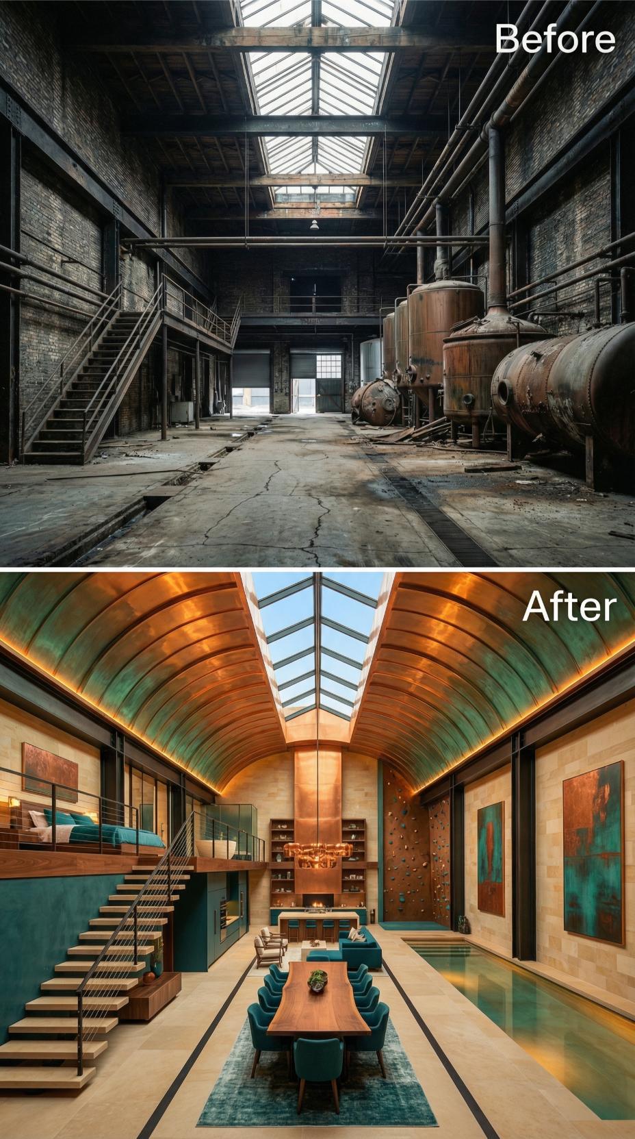 Copper Barrel Vault, Indoor Pool, and a Climbing Wall Built Into the Far End