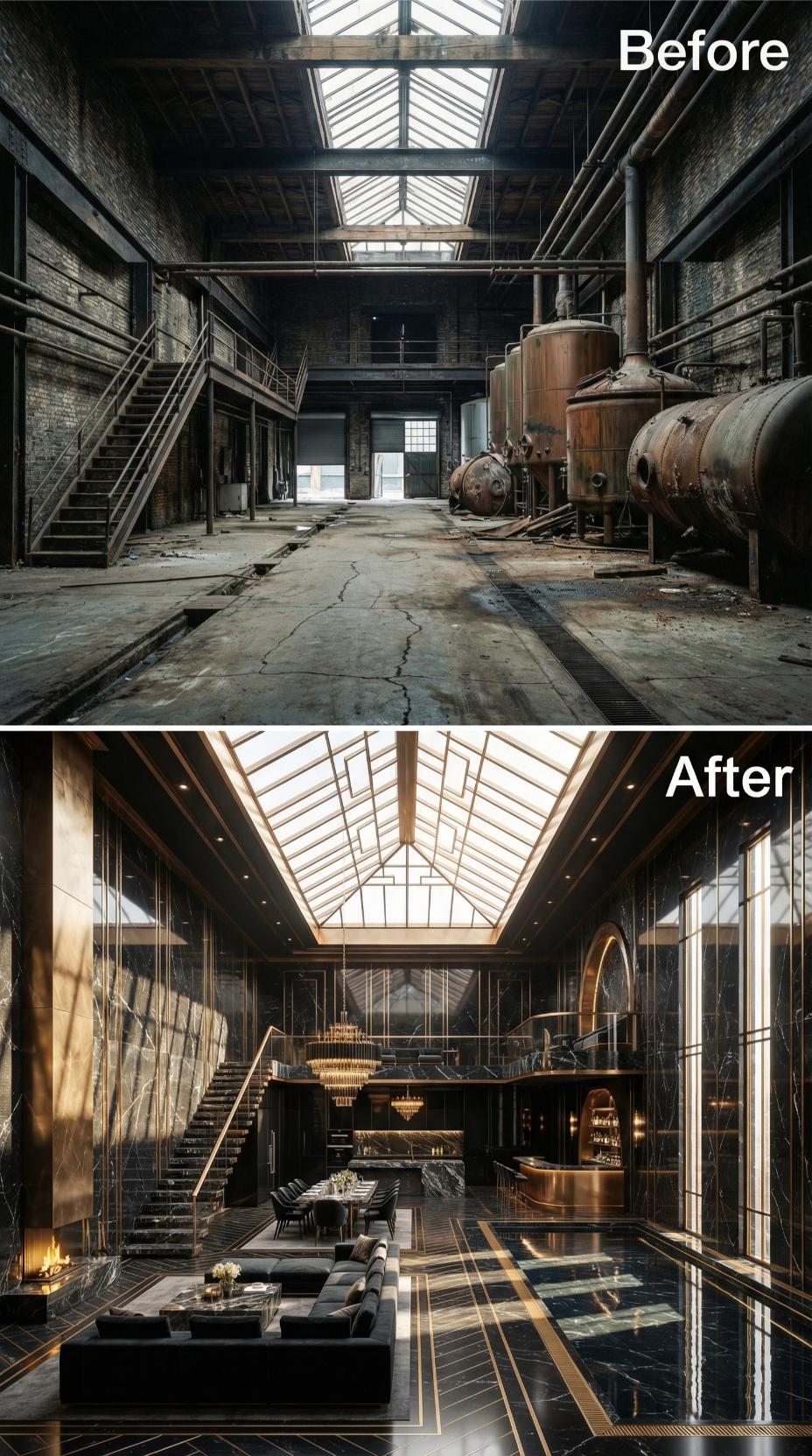 Skylight Steel Kept, Everything Below It Rebuilt in Bronze and Obsidian