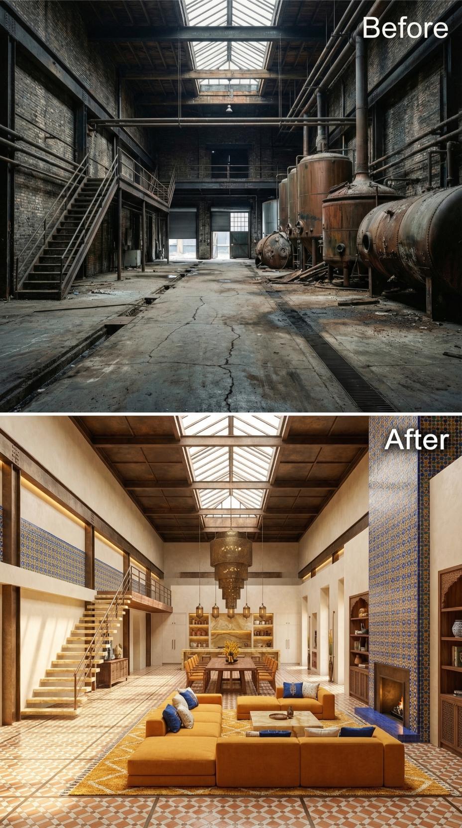 Cracked Concrete Gives Way to Moroccan Tile and Saffron Velvet