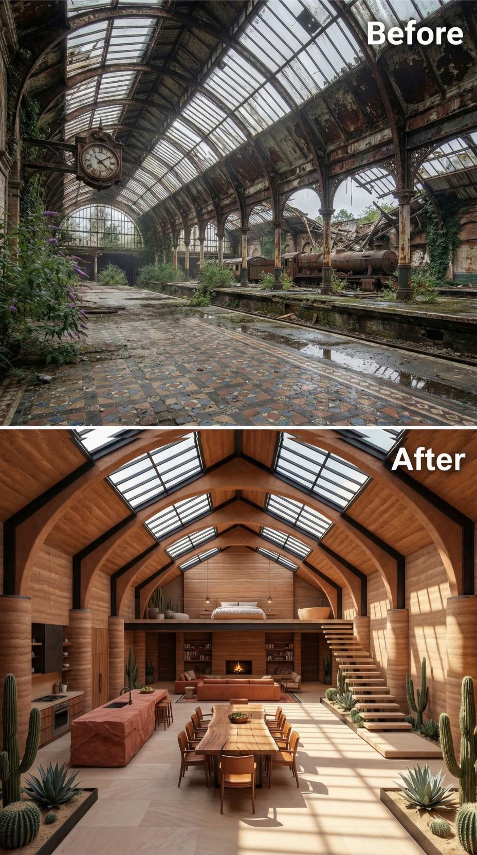 Rammed Earth Walls and Clerestory Glass Rebuilt from a Collapsed Victorian Train Hall