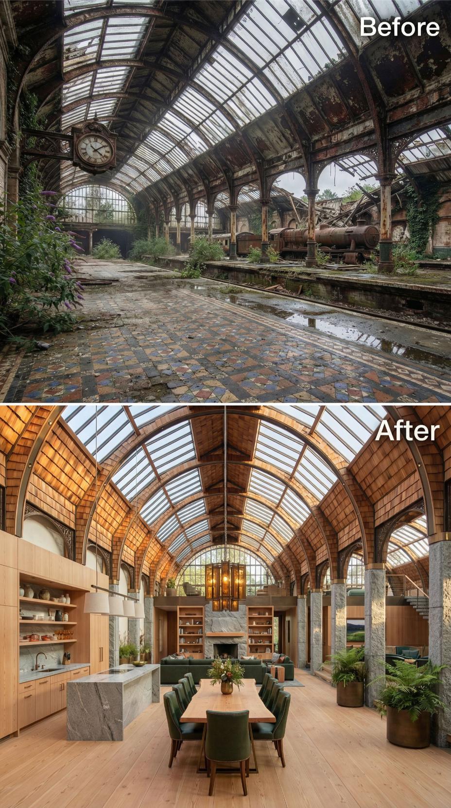 Light-Flooded Barrel Vaults and a Marble Island Rebuilt from a Derelict Victorian Train Hall