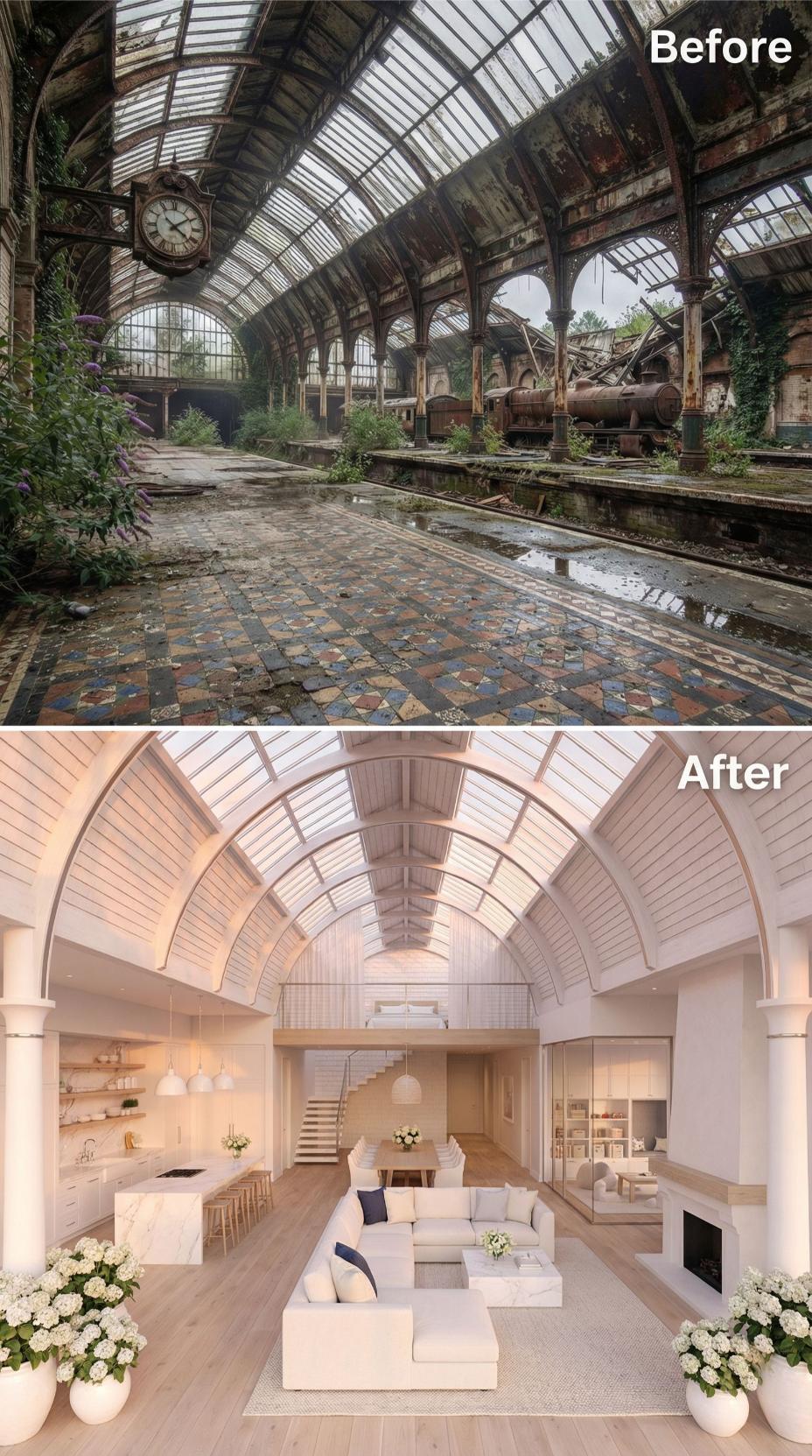 Barrel Vaults Whitewashed and Filled with Linen, Marble, and Floating Oak