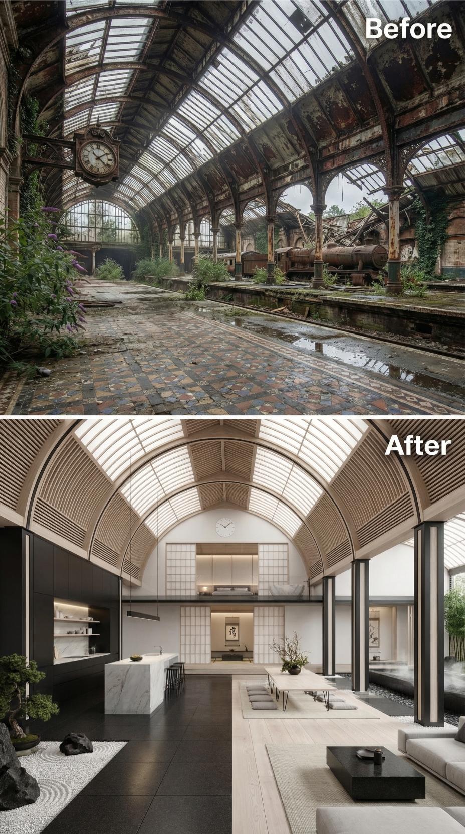 Zen Minimalism Poured Into the Shell of a Victorian Train Hall