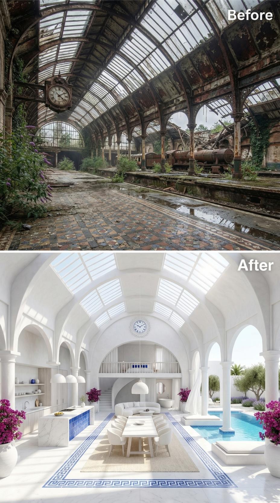 Greek Island Palette Poured Into Victorian Iron and Glass