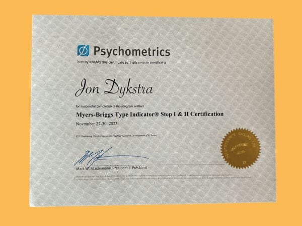 Jon Dykstra Myers Briggs Personality Type Certification