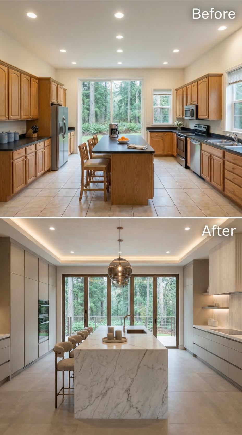 Flat Slab Doors and Cove Lighting Erase Golden Oak Character