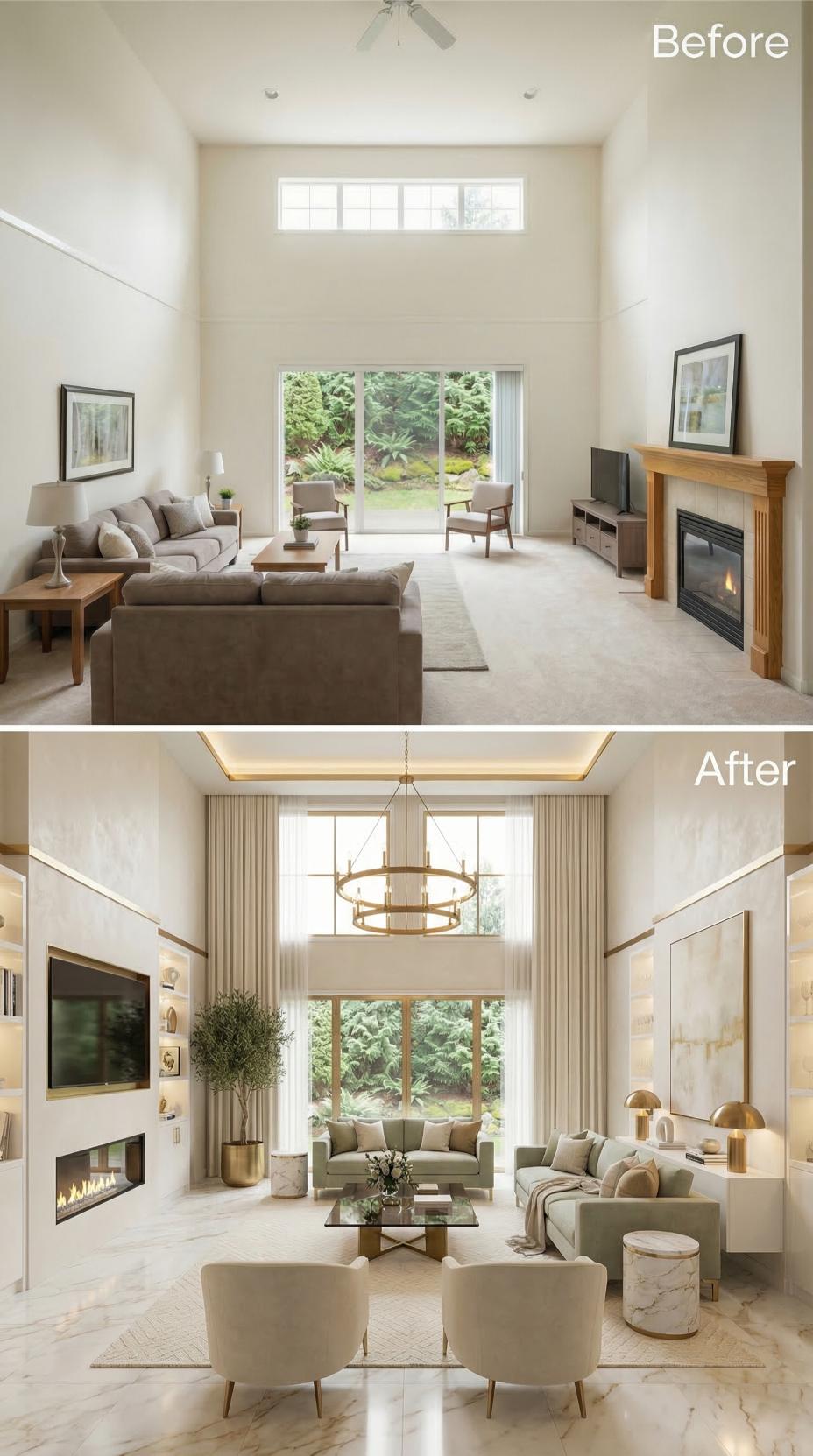 Double-Height Walls Finally Get the Gold-Toned Redesign They Deserved