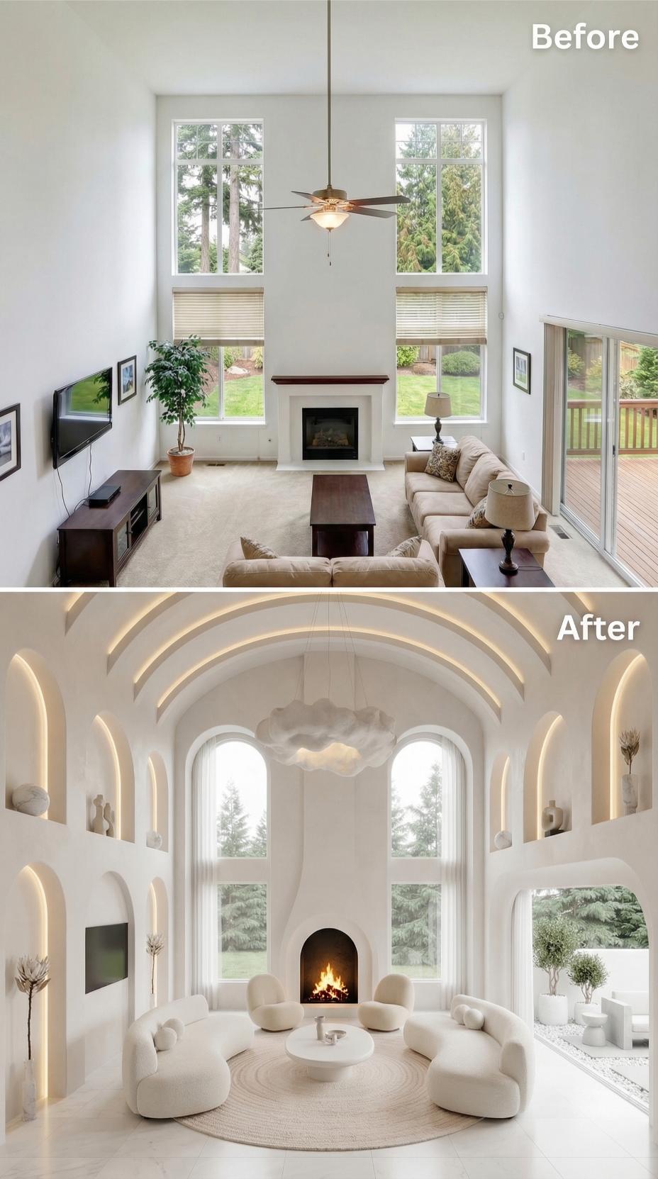 Arched Niches with Recessed LED Lighting Create Monastic Sanctuary