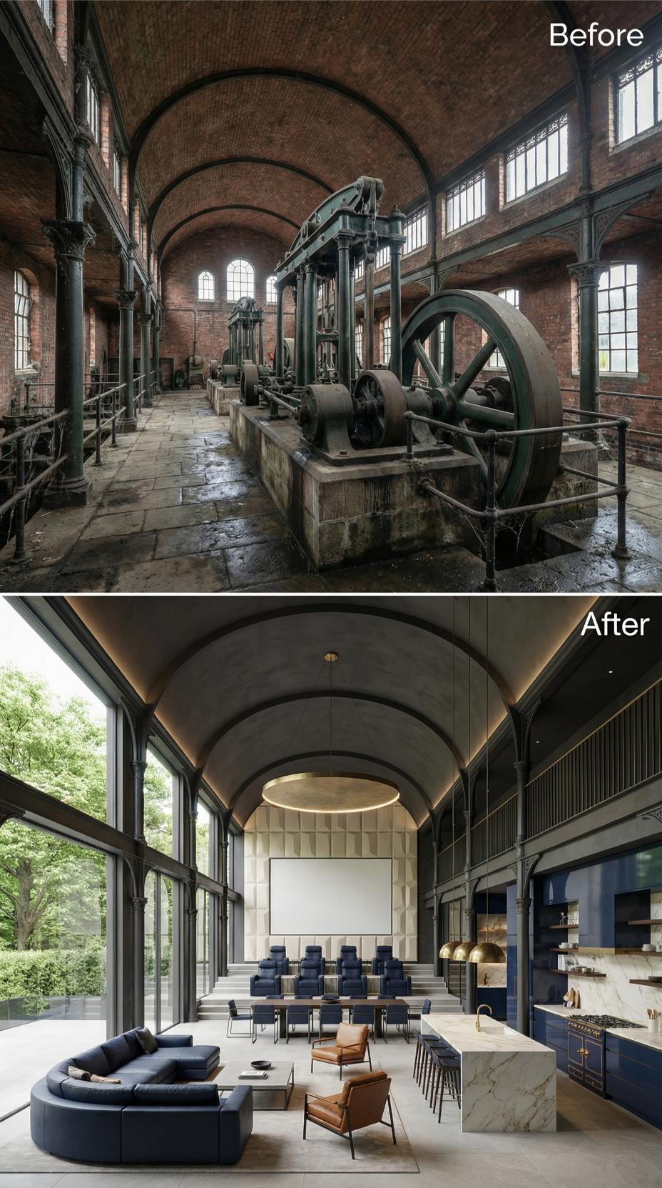 Barrel Vault Plastered Dark, Home Cinema Rising Where the Flywheel Ran