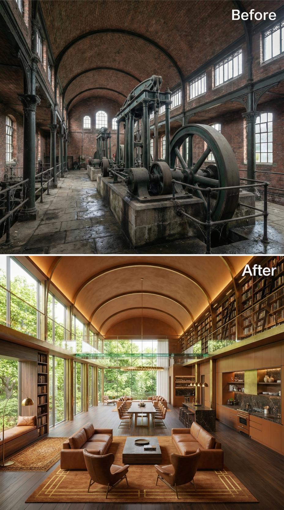 Warm Ochre Vaults, Floor-to-Ceiling Glass, and a Library Wall That Earns Its Keep