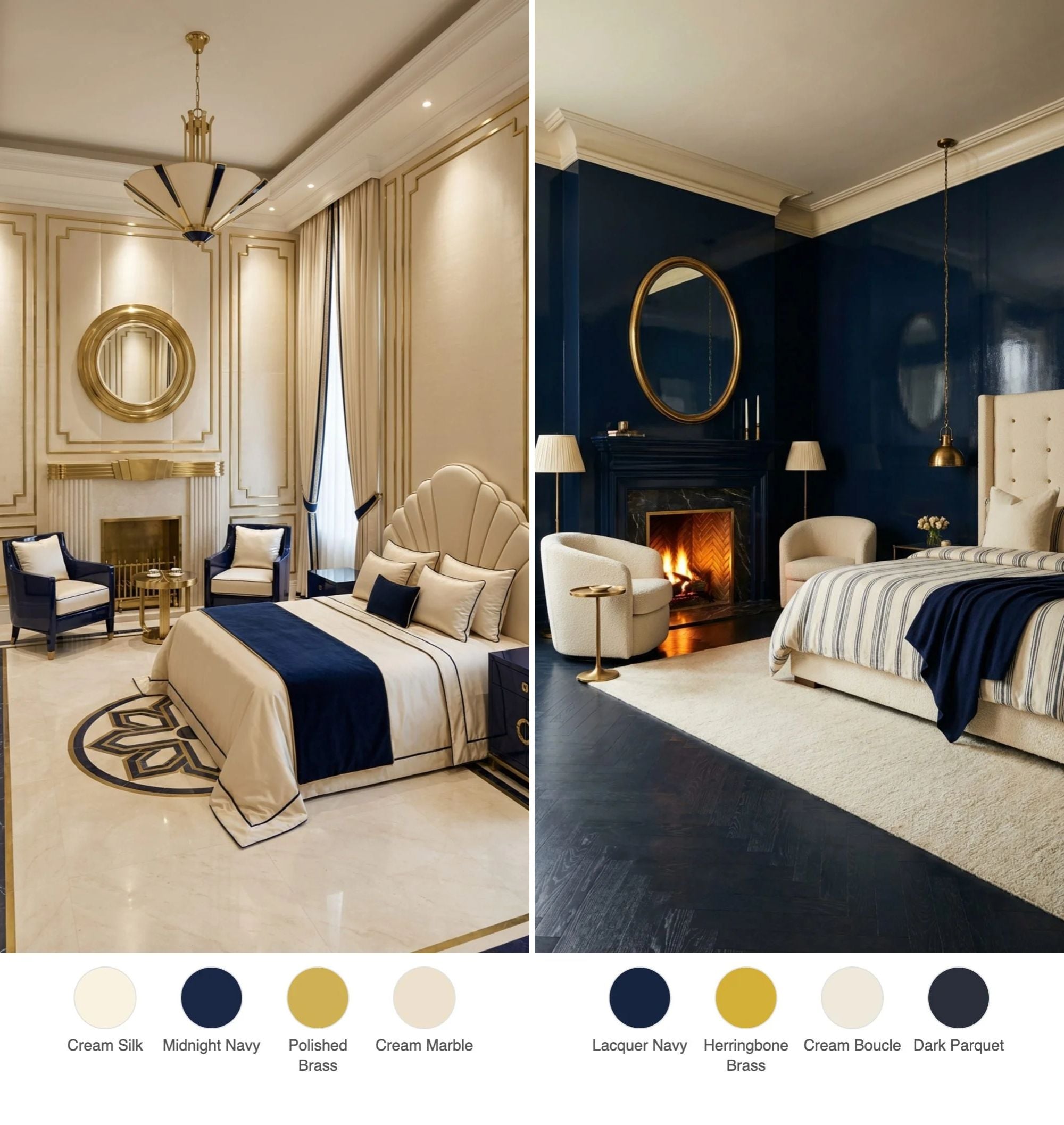 Is a Navy + Brass + Cream Color Scheme Good for Bedrooms? You Be the Judge — Here Are 27 Examples
