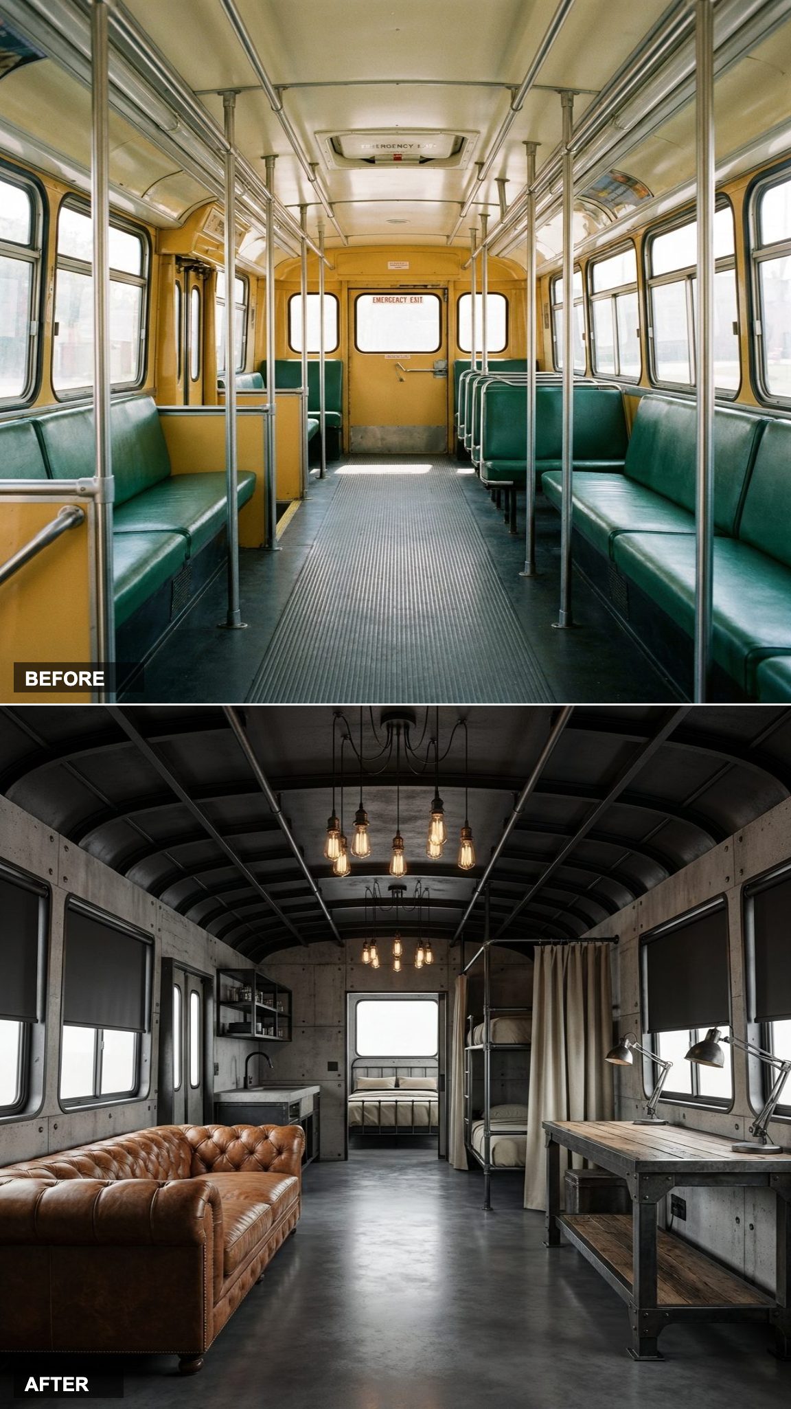 Industrial Loft on Wheels: Blackened Steel, Raw Concrete, and Edison Bulbs That Mean It