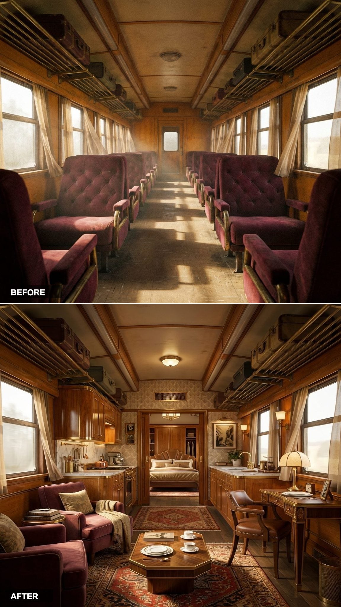 Worn Velvet Seats Give Way to Walnut Paneling and Persian Rugs