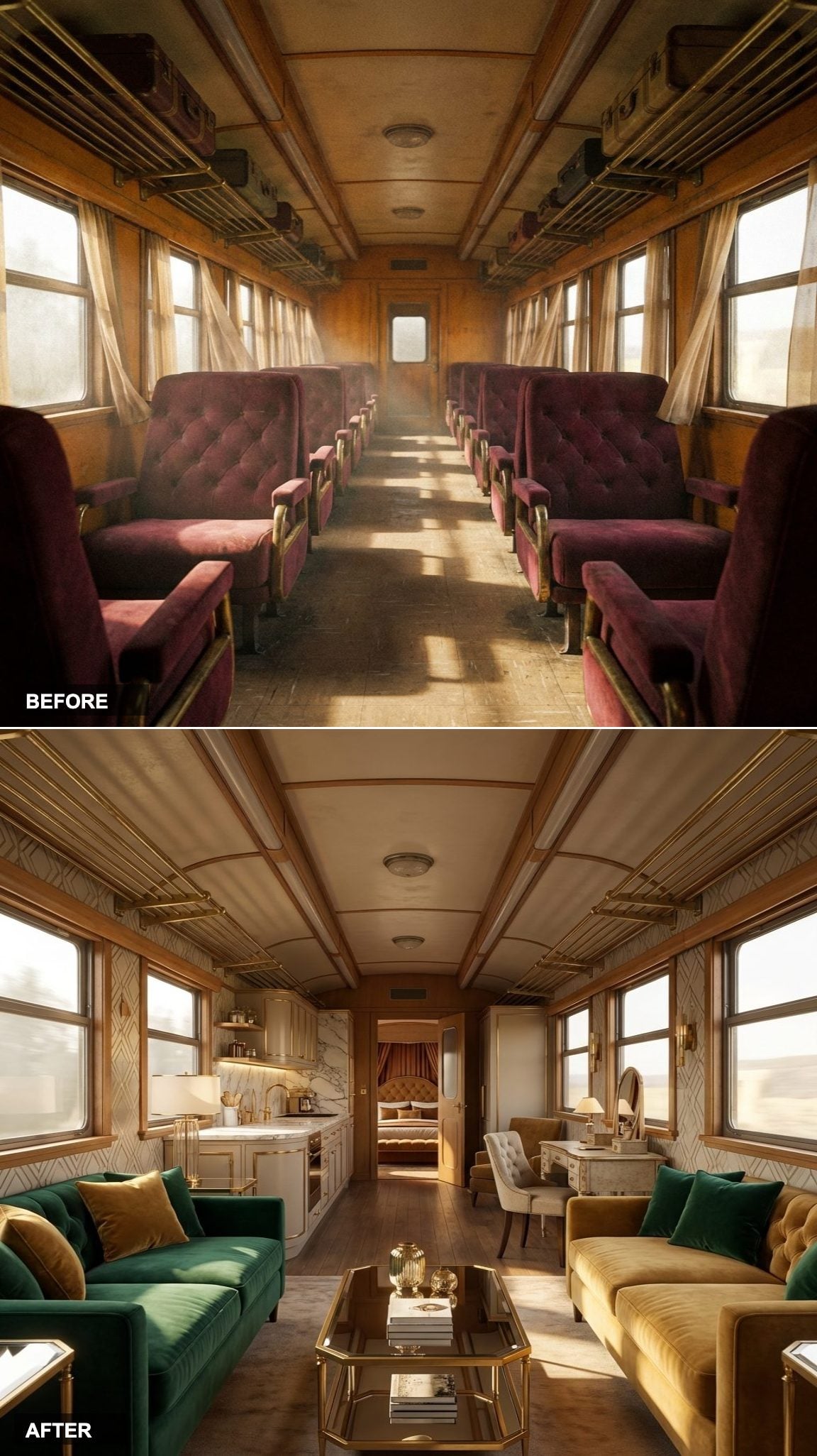 Steel Rail to Art Nouveau Garden Room on Wheels