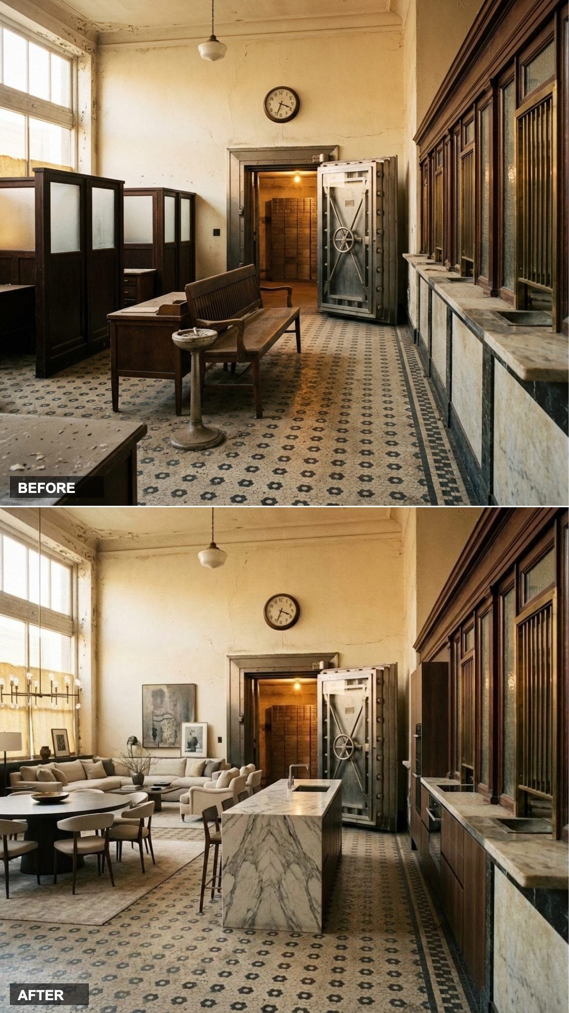 Bulthaup Precision and Bookmatched Marble Make the Old Wicket Wall Into Something Else Entirely