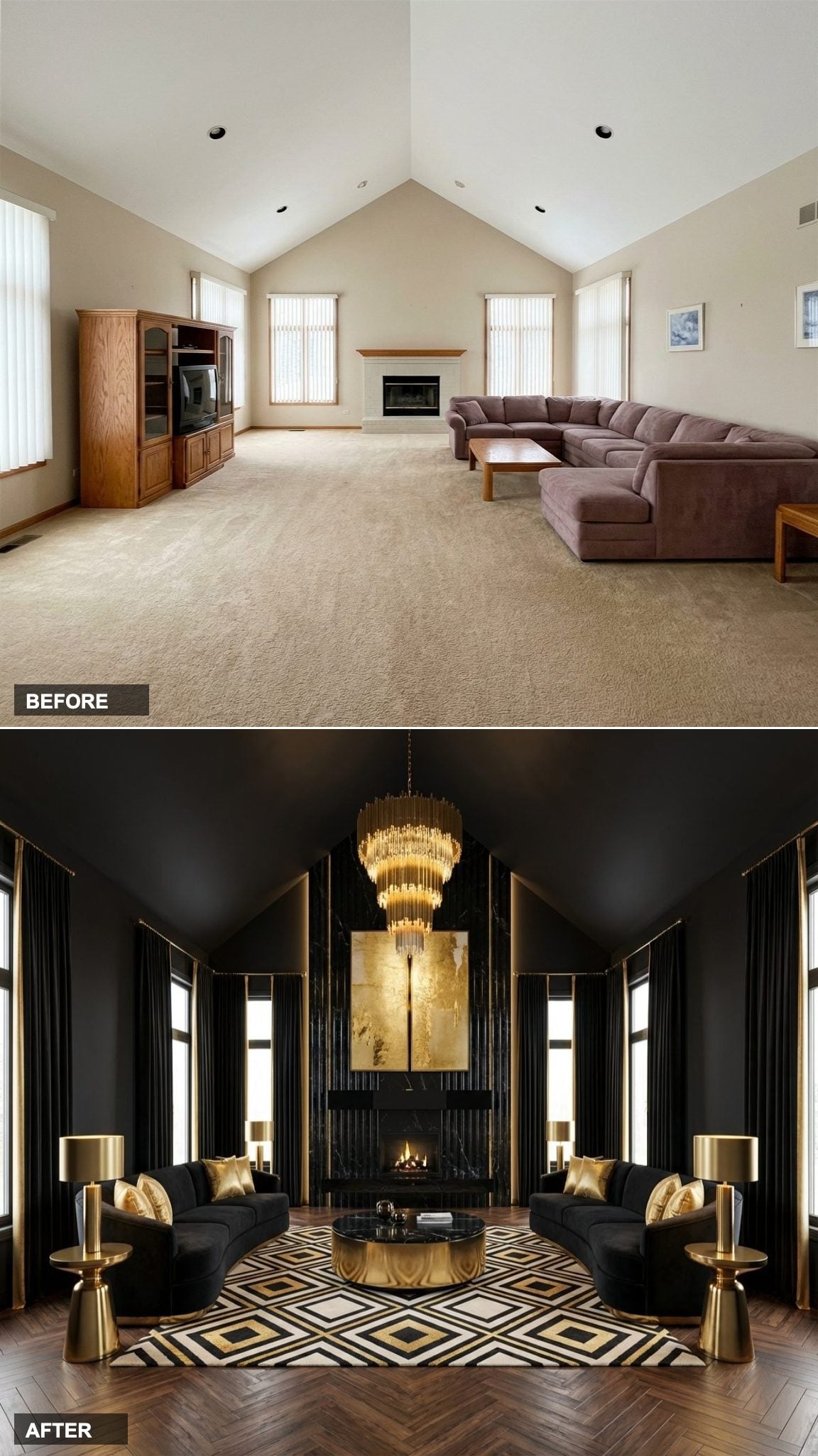 Fluted Black Marble and Recessed Gold: This One Is for the Aries, Full Stop