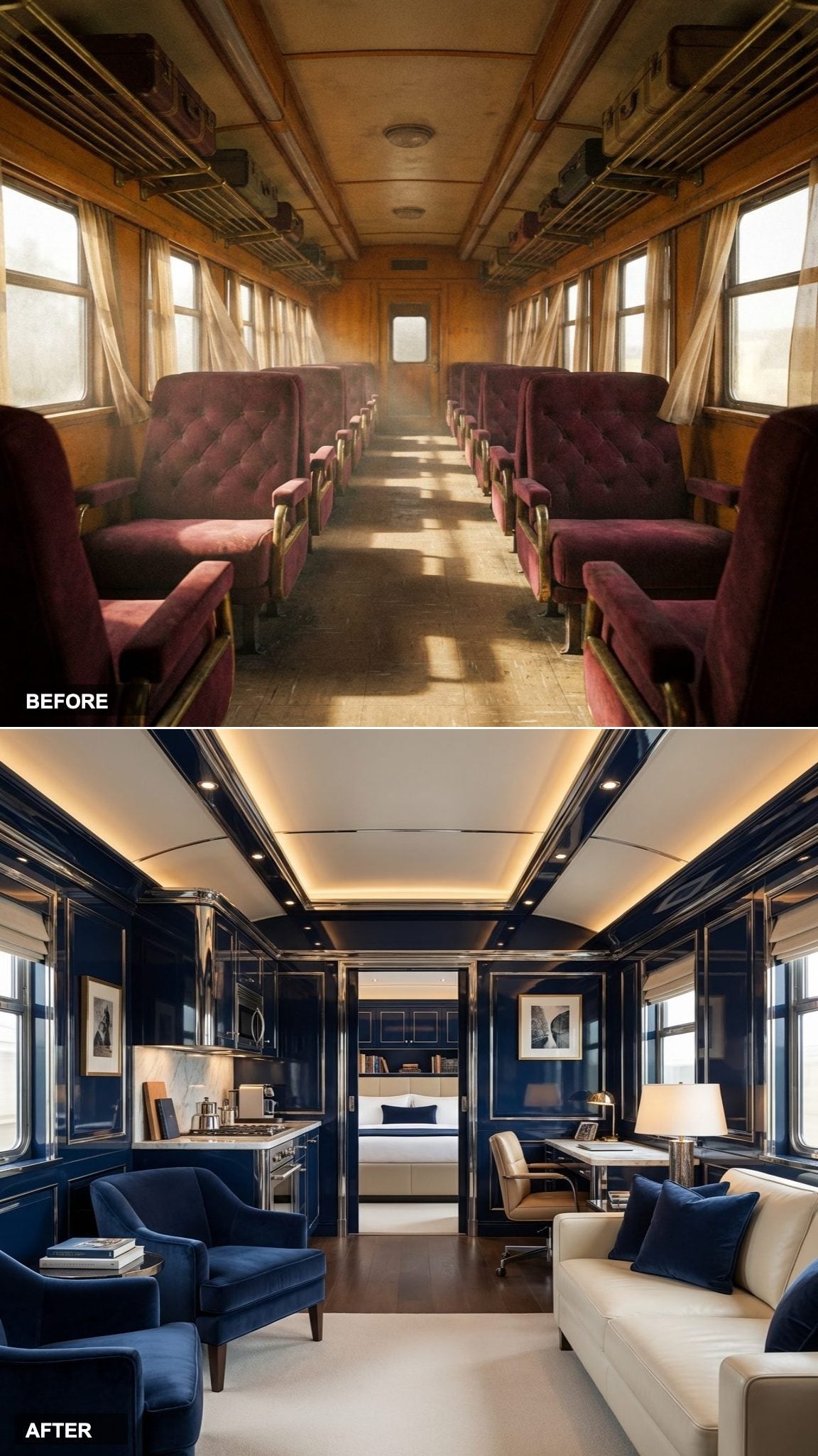 Art Deco Ocean Liner in Navy, Chrome, and Ivory Leather: The Sharpest Edit of the Series