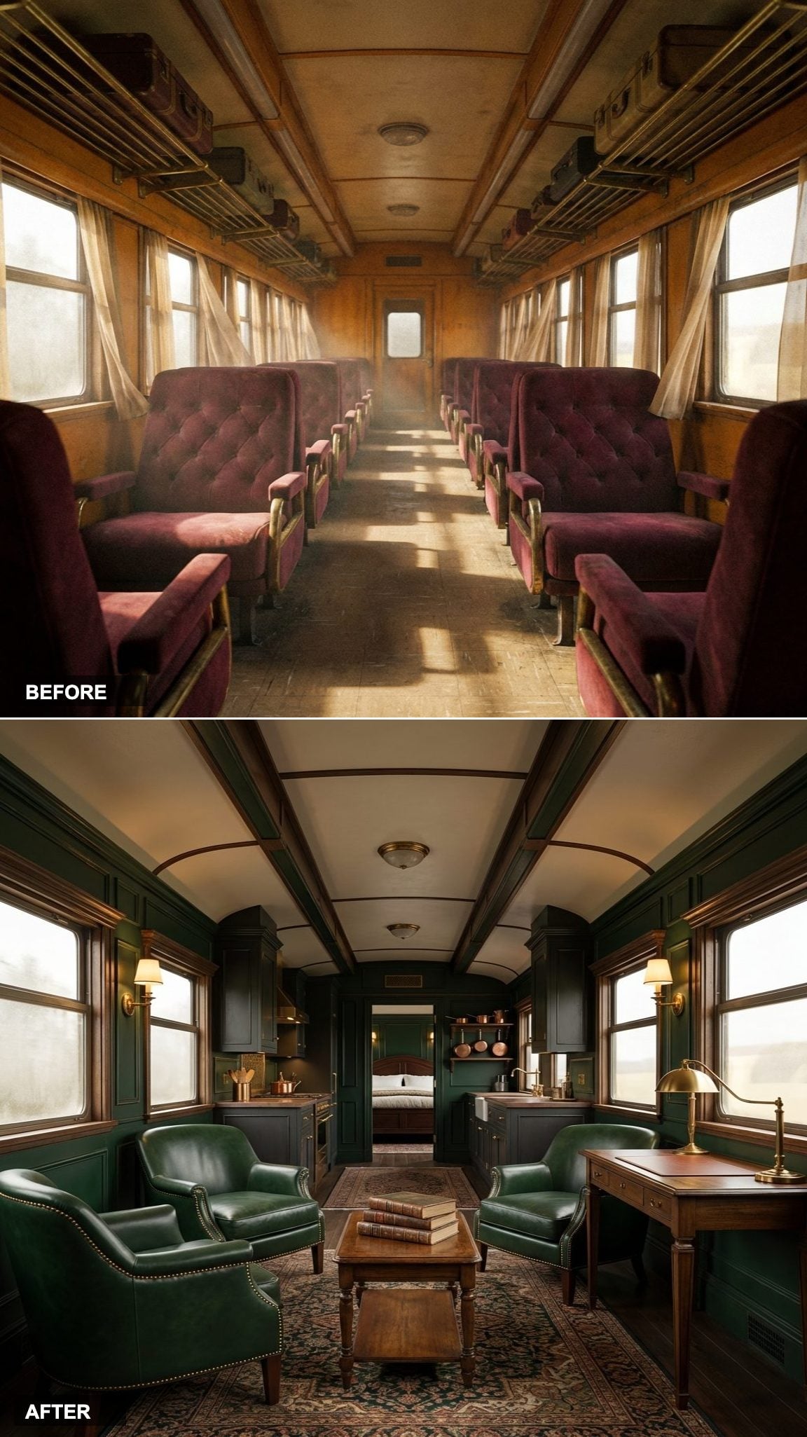 Dark English Country House in a Railway Shell: The Unlikely Match That Clicks