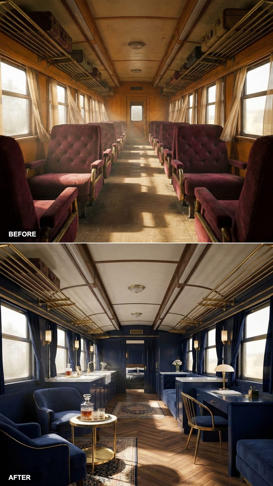 Art Deco Steamship: Navy Velvet, Crystal Decanters, and the Ghost of a Transatlantic Crossing