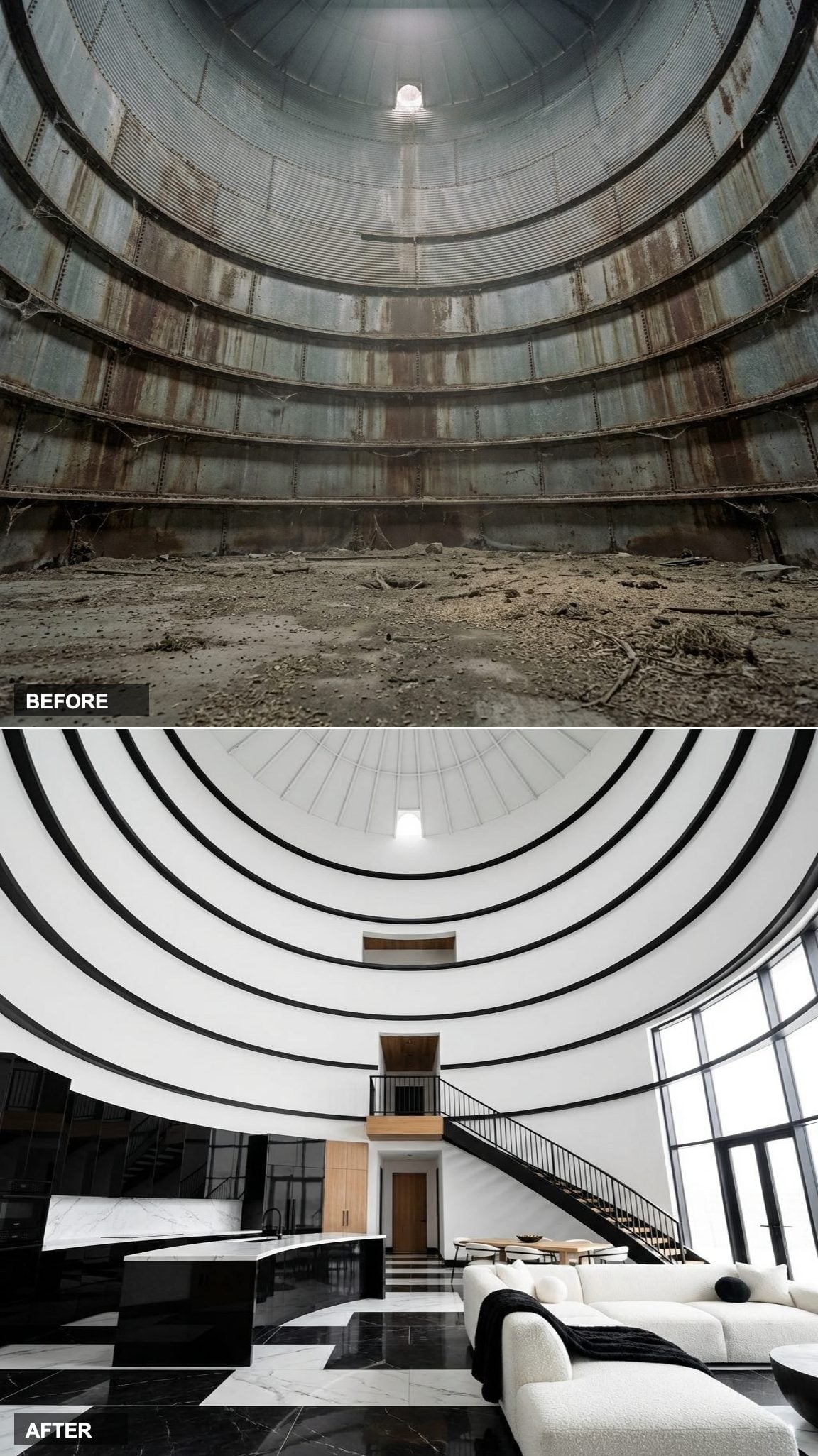 Bold Black and White Graphic: Maximum Contrast in a Circular Container