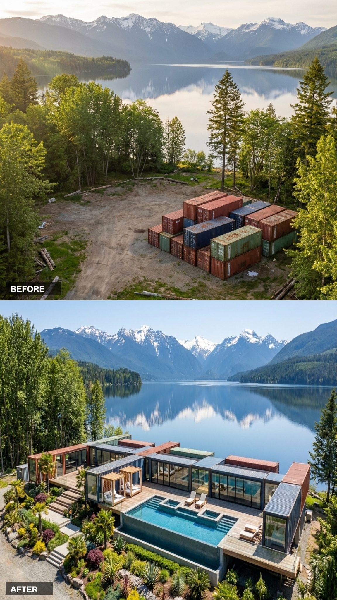 Coastal Open-Plan: A Bright Linear Container Home Facing the Ocean With Cabanas and Tropical Gardens