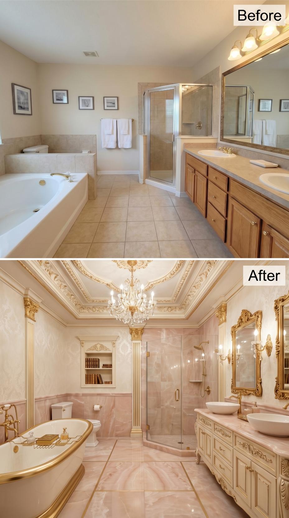 Gold Cornice Molding, a Crystal Chandelier, and the Clawfoot Tub That Replaced a Jetted Box