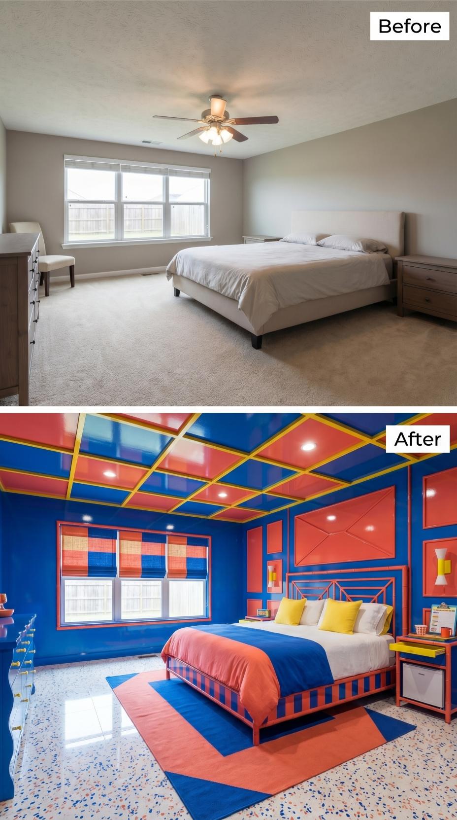 Bold Primary Color Blocking on Every Surface Erases Builder Beige Completely