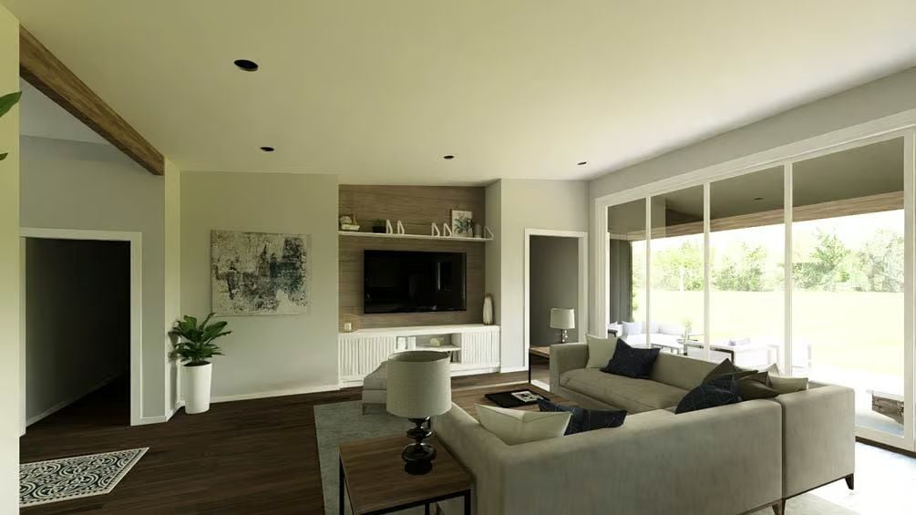 Warm Wood Accents and a Wall of Glass Bring the Outside In