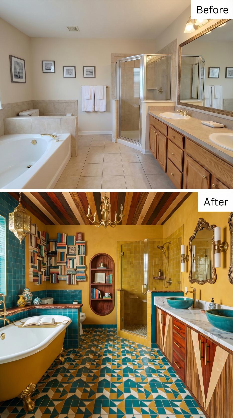 Marigold Walls, Moroccan Lanterns, and a Clawfoot Tub That Finally Has Something to Look At