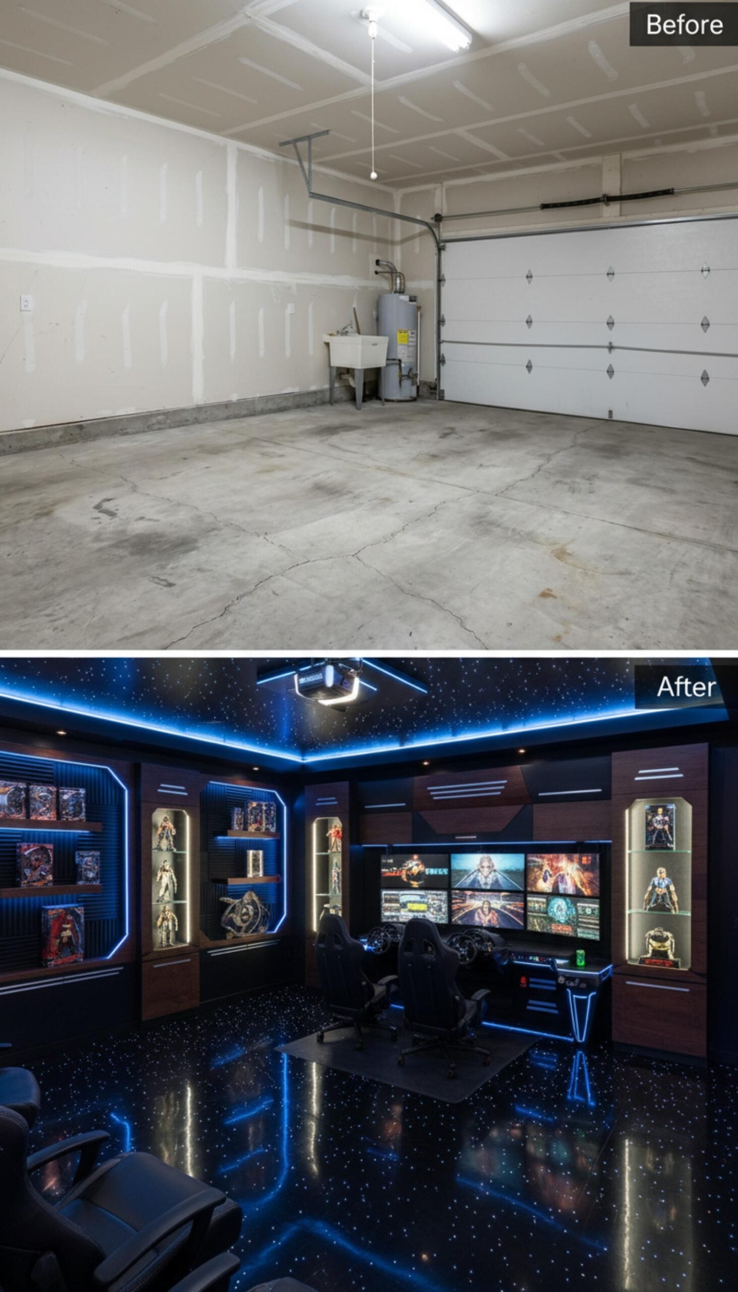 Sci-Fi Command Center Build Turns Bare Garage Into a Multi-Screen Gaming Fortress
