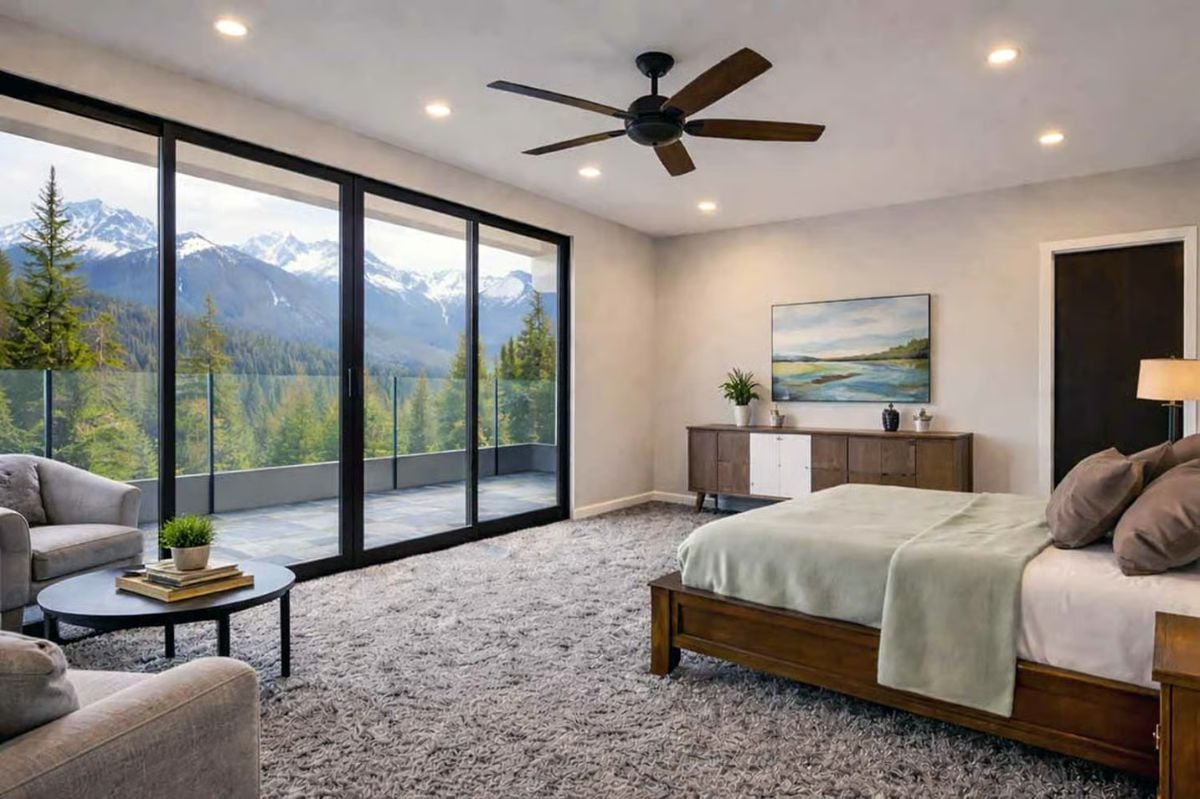 Snow-Capped Peaks Visible from Every Corner of This Master Suite