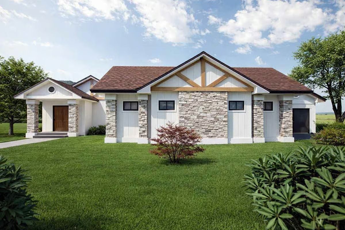 3-Bedroom Contemporary Farmhouse with 2-Car Garage and Open-Concept Living (Floor Plan)