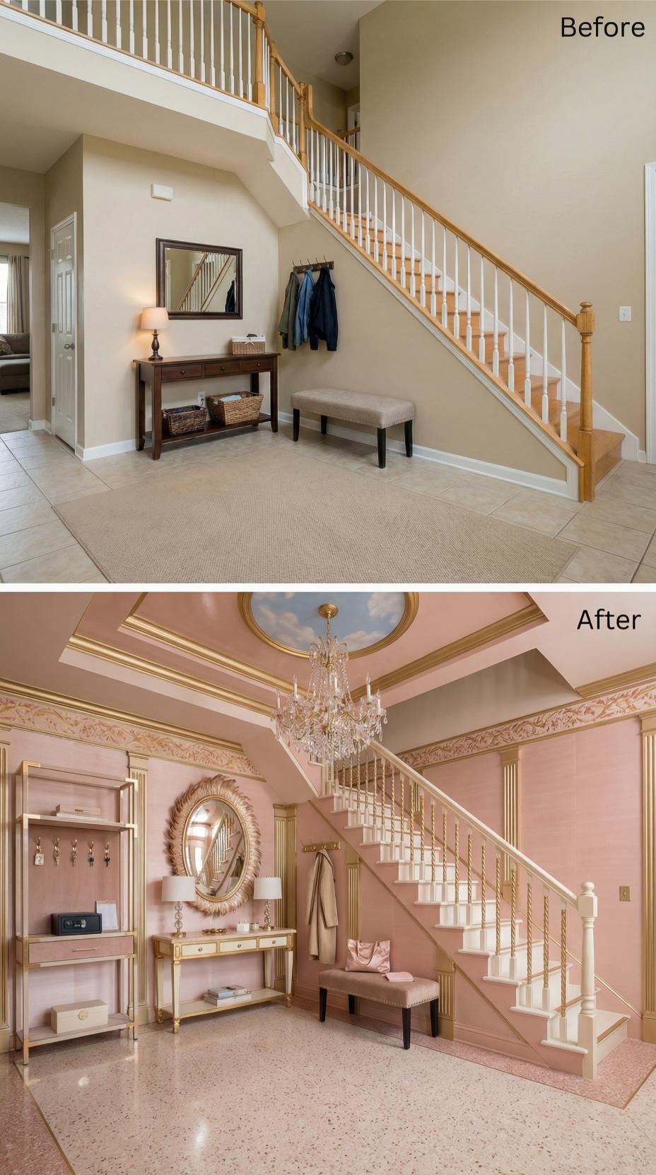 Pink Silk Walls, Gold Rope Balusters, and a Crystal Chandelier for the Perpetually Keyless
