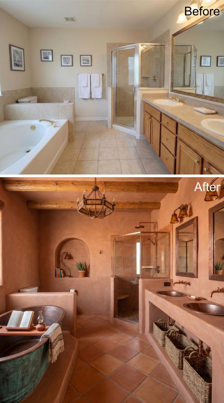 Adobe Plaster Walls, Exposed Vigas, and Copper Sinks That Replaced Oak Cabinets