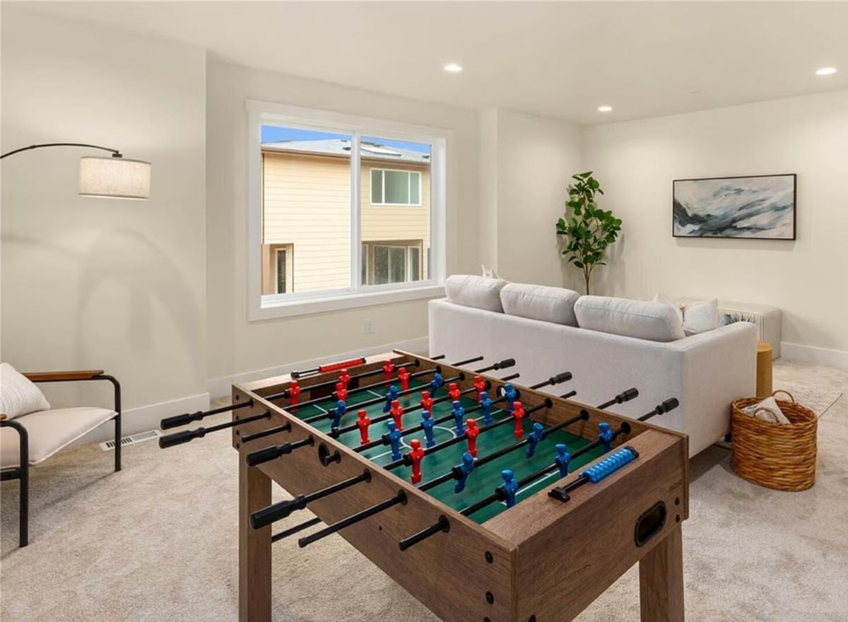 Foosball Table and Sectional Turn a Bonus Room Into Pure Fun