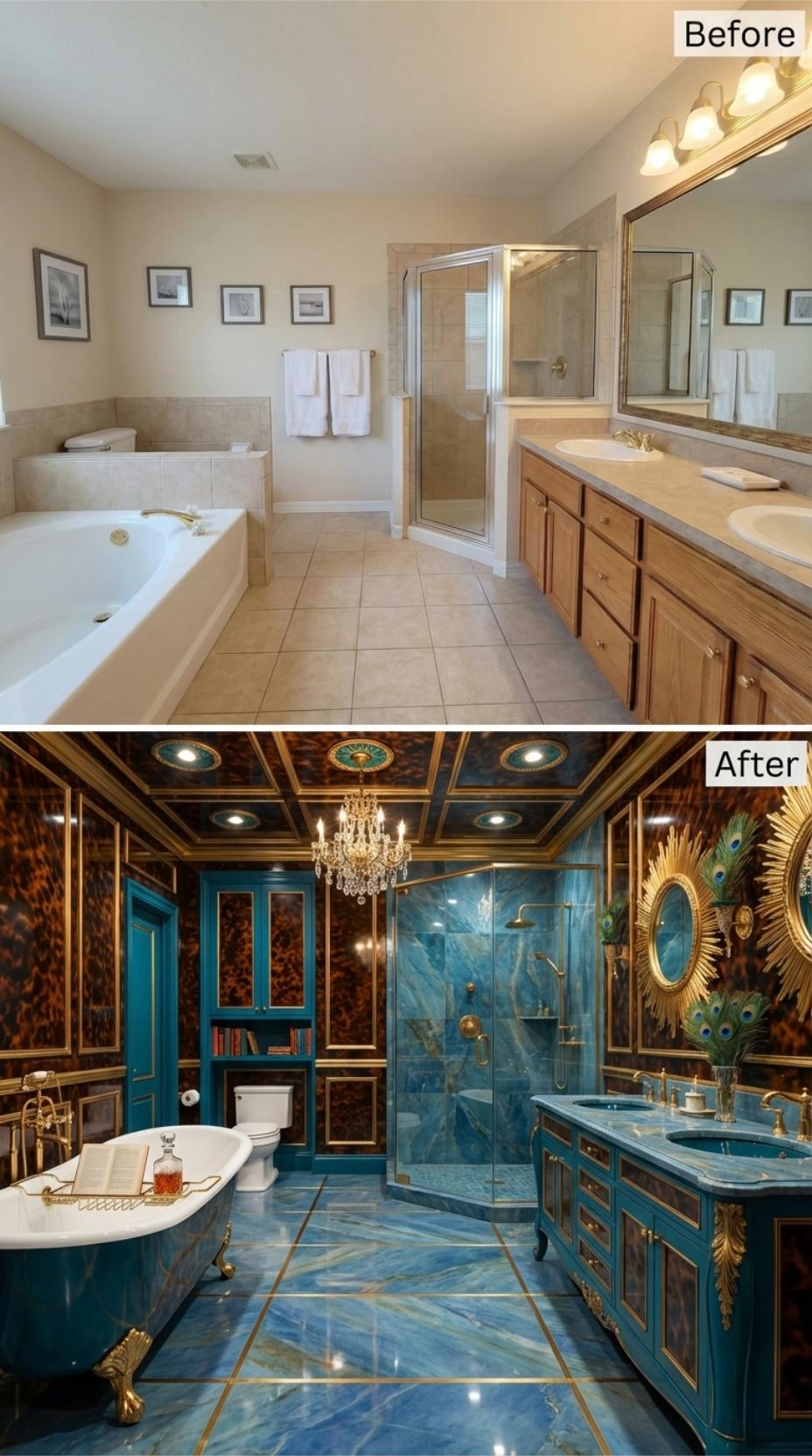 Tortoiseshell Walls, Blue Marble Floors, and Gold Trim That Retired Every Beige Tile