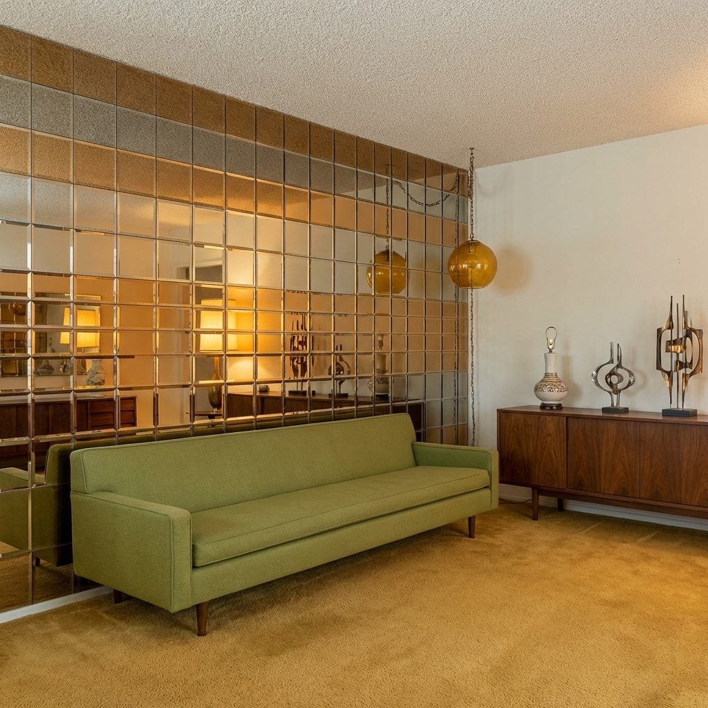 Mirrored Wall Tiles Installed in Geometric Patterns