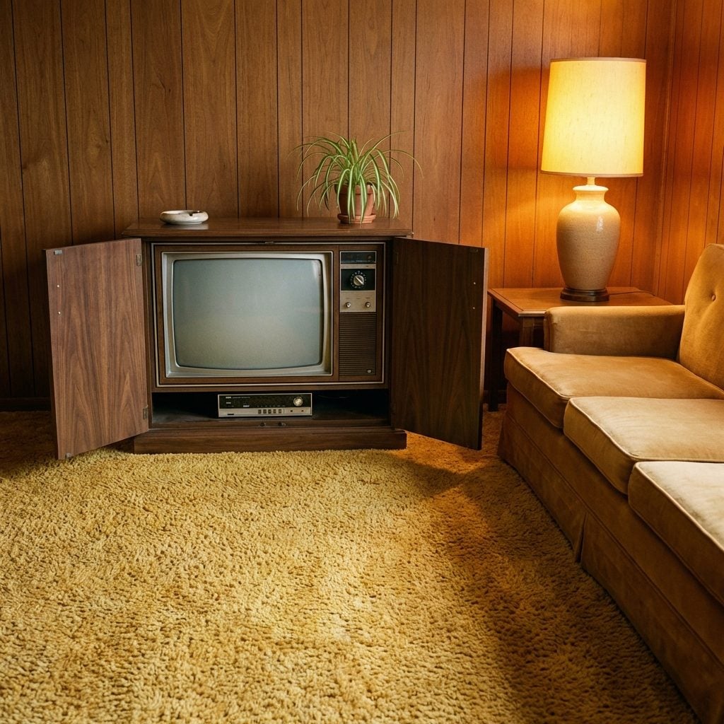 The Console Television With a Wood Cabinet That Matched the Furniture