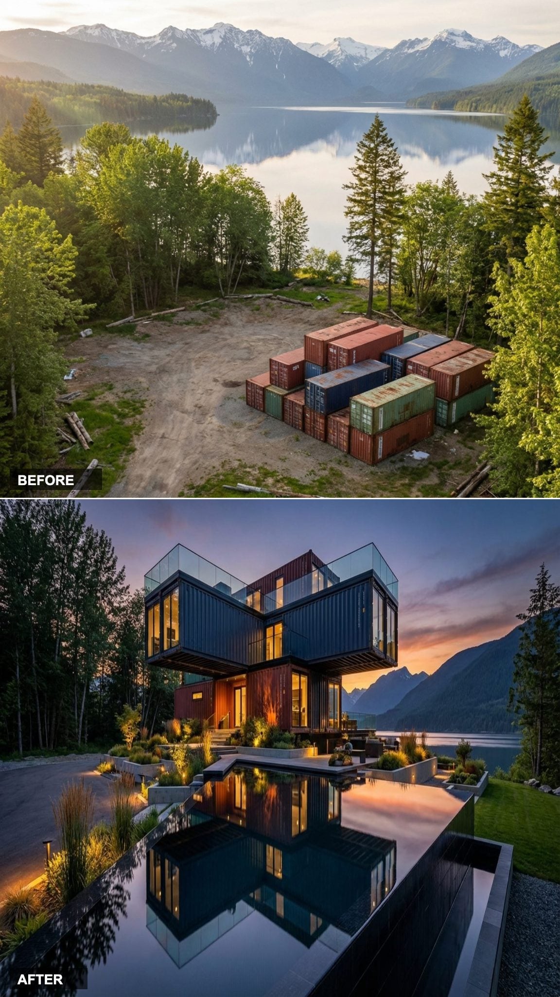 Industrial Chic Lakeside Fortress: Weathered Corten Steel, Infinity Glass, and a Zero-Edge Pool That Vanishes Into the Water