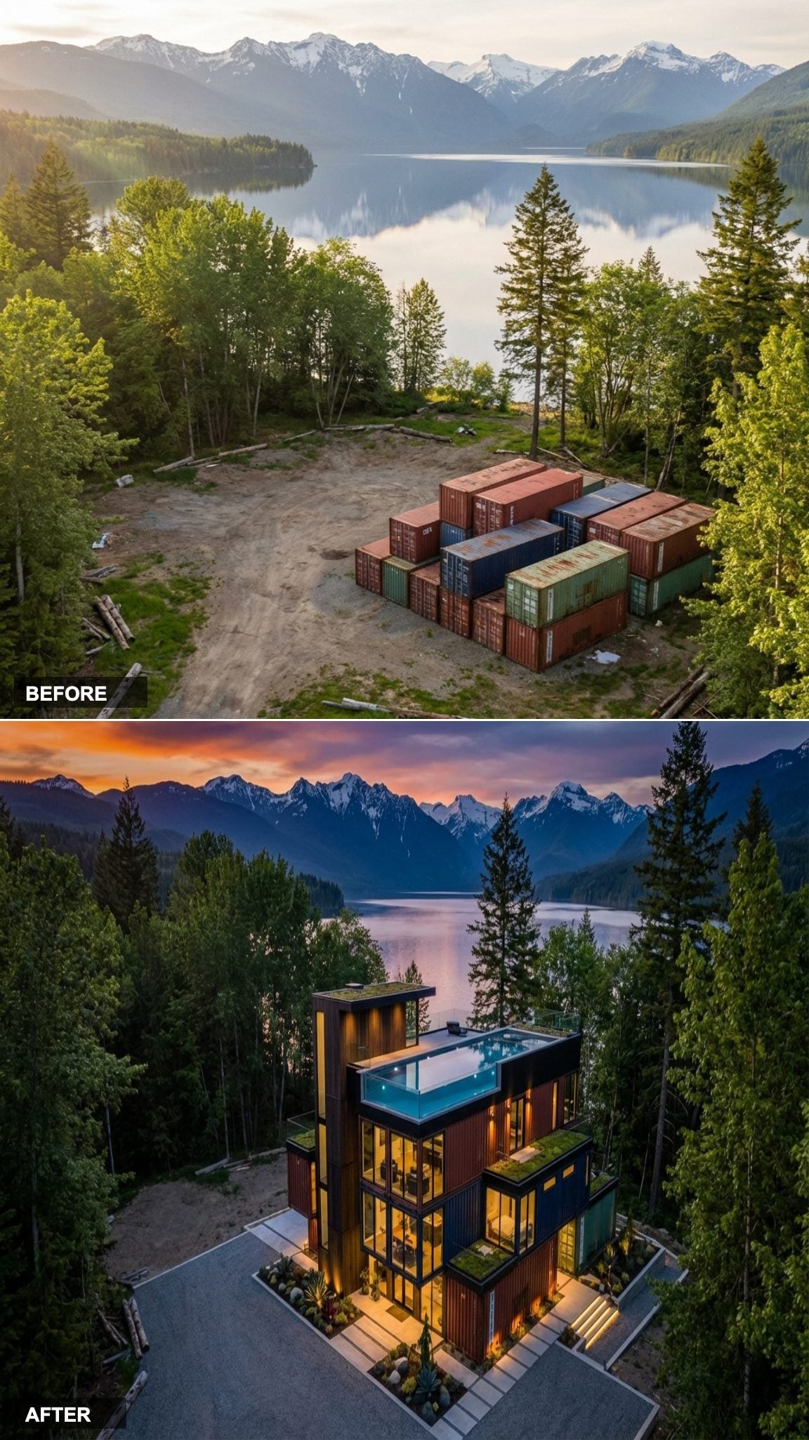 Rooftop Pool and Cor-Ten Cladding Define a Three-Story Lakefront Build