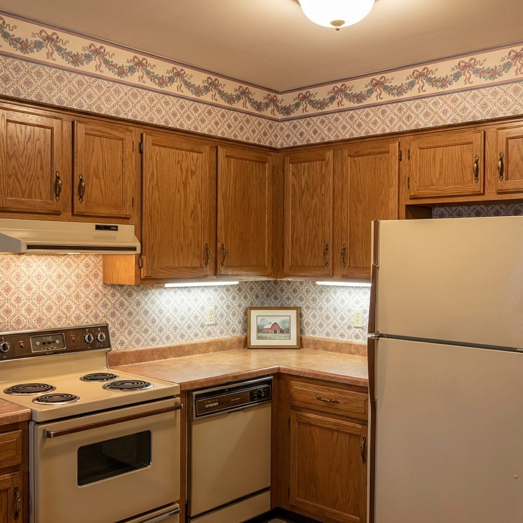 Wallpaper With a Border, Usually a Strip of Something Coordinating Near the Ceiling