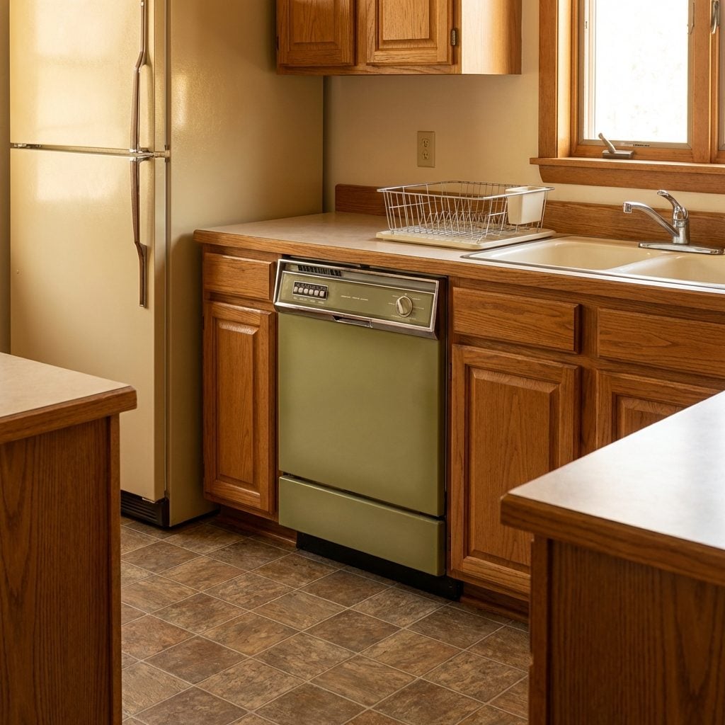 The Avocado or Harvest Gold Dishwasher That Did Not Match the Other Appliances