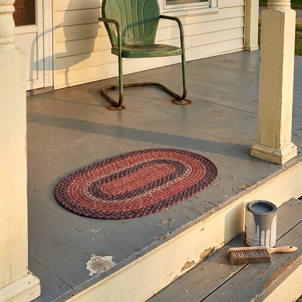The Concrete Porch Floor Painted Battleship Gray (With That One Chipped Corner Nobody Fixed)