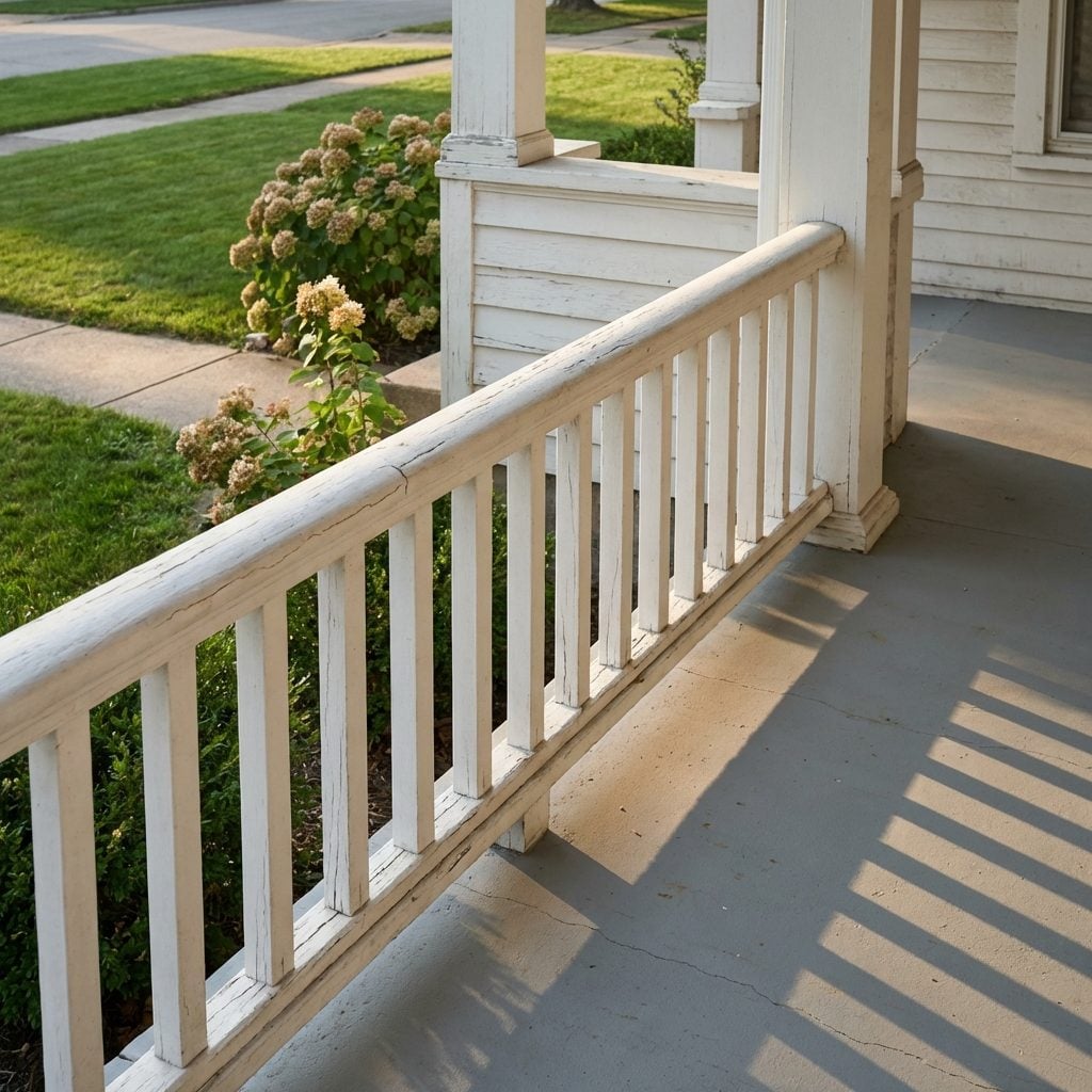 The Redwood or Cedar Porch Railing With the Rounded Top Rail You'd Run Your Hand Along