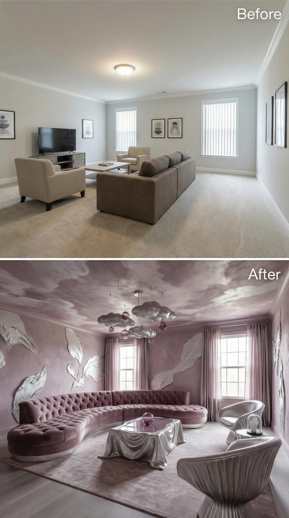 Cloud Murals and Tufted Velvet Ended the Era of Flat Ceilings and Carpet